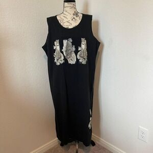 VTG Catawba's Best Maxi Tank‎ Dress Leopard Print Summer Casual XL Cotton